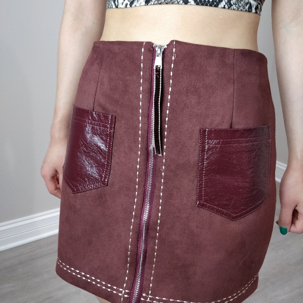 (3/$15) Faux suede cotton zipper pocket skirt - Picture 1 of 10